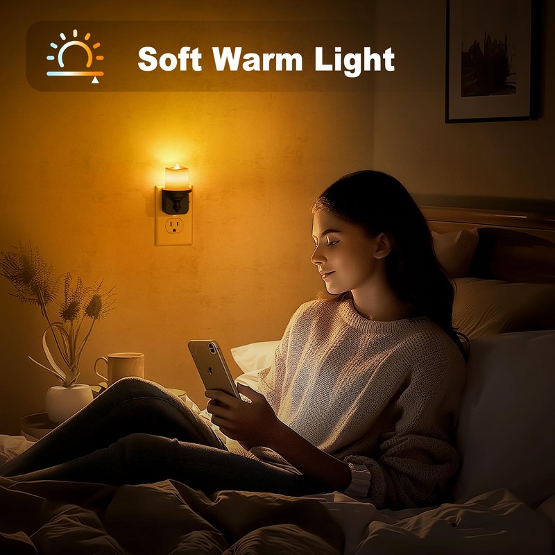JandCase Flameless Candle Night Light, 2 Pack Night Lights Plug