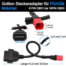Goliton OBD2 Diagnostic Cable OBDII 6 Pin to 16 Pin Compatible with Honda Motorcycles