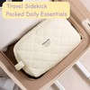 Kintiva Quilted Cotton Makeup Bag Travel, Portable Toiletry Cosmetic Pouch