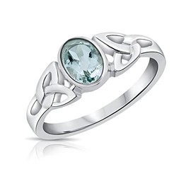 Blue Topaz Sterling Silver Celtic Knot Ring - Trinity Knot - Size J