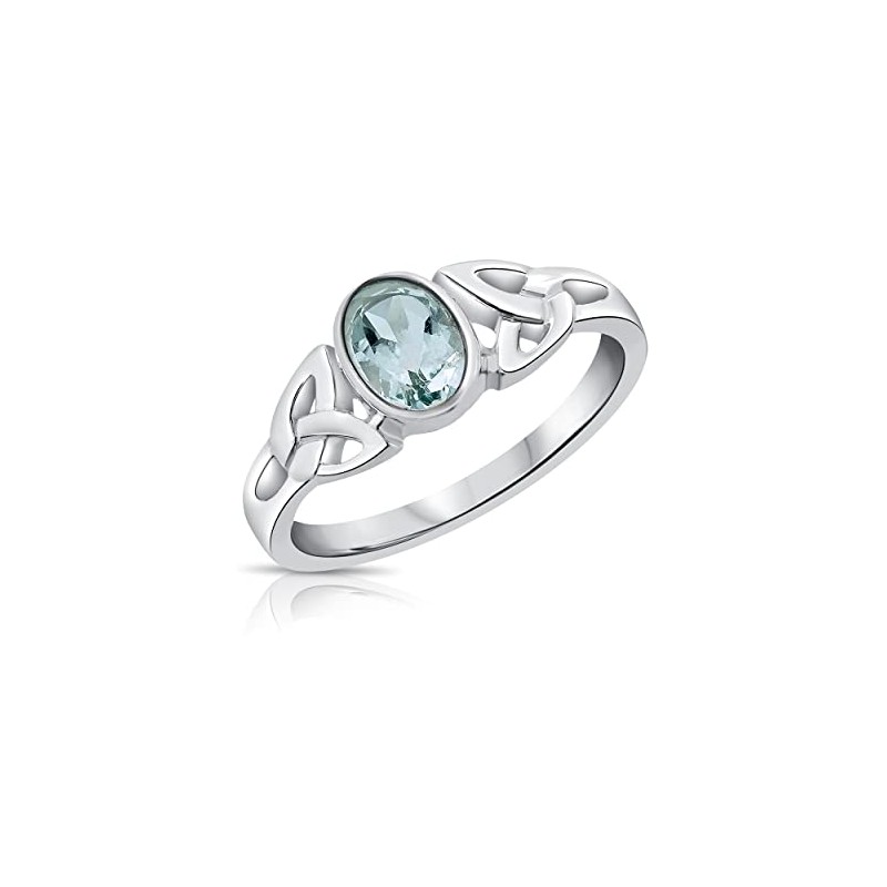 Blue Topaz Sterling Silver Celtic Knot Ring - Trinity Knot