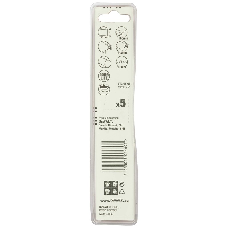 DeWalt DT2361QZ 152mm Reciprocating Blade Bi-Metal Fast Cuts Metals/ Sheet