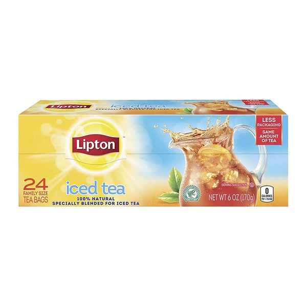 Lipton Family-Size Iced Tea Bags Picked At The Peak of Freshness Unsweetened Tea Can Help Support a Healthy Heart 6 Oz, 24 Count (Pack of 6)