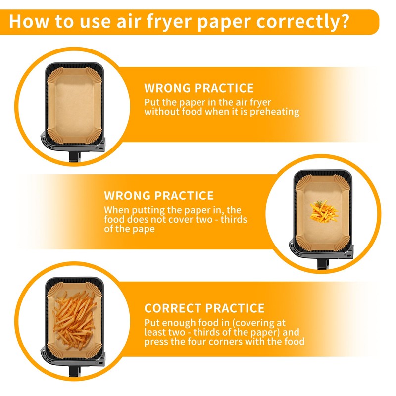Pack of 200 Baking Paper for Hot Air Fryer, Airfryer