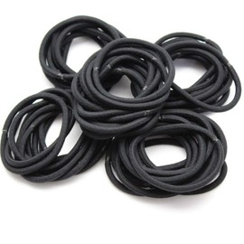 sgy-405-black-3.5mm-50p Hair Tiers, Black, Thickness 0.14 in (3.5 mm)