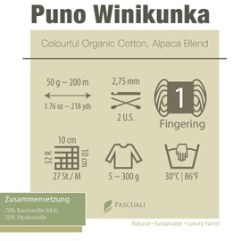 50 g Pascuali Puno, 70% Cotton (Organic), 30% Alpaca Wool, Colour: Sage 61