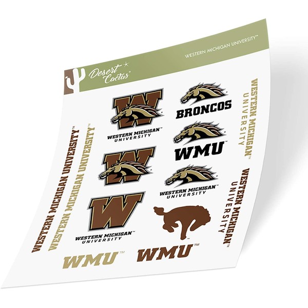 Western Michigan University WMU Broncos NCAA Sticker Vinyl Decal Laptop Water Bottle Car Scrapbook (Type 2 Sheet)