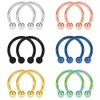 SCERRING 12PCS 12mm Mix Color Stainless Steel Nose Horseshoe Hoop