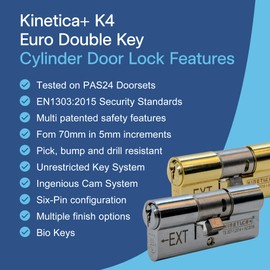 UAP Kinetica+ K4 3* Kitemarked Double Key Euro Cylinder Door Lock - Unparalleled Home Security & Safety System - with Bio Key, 6-Pin, Anti-Bump, Anti-Drill Features (70mm 30EX-10-30 (35EX/35) (Nikel)