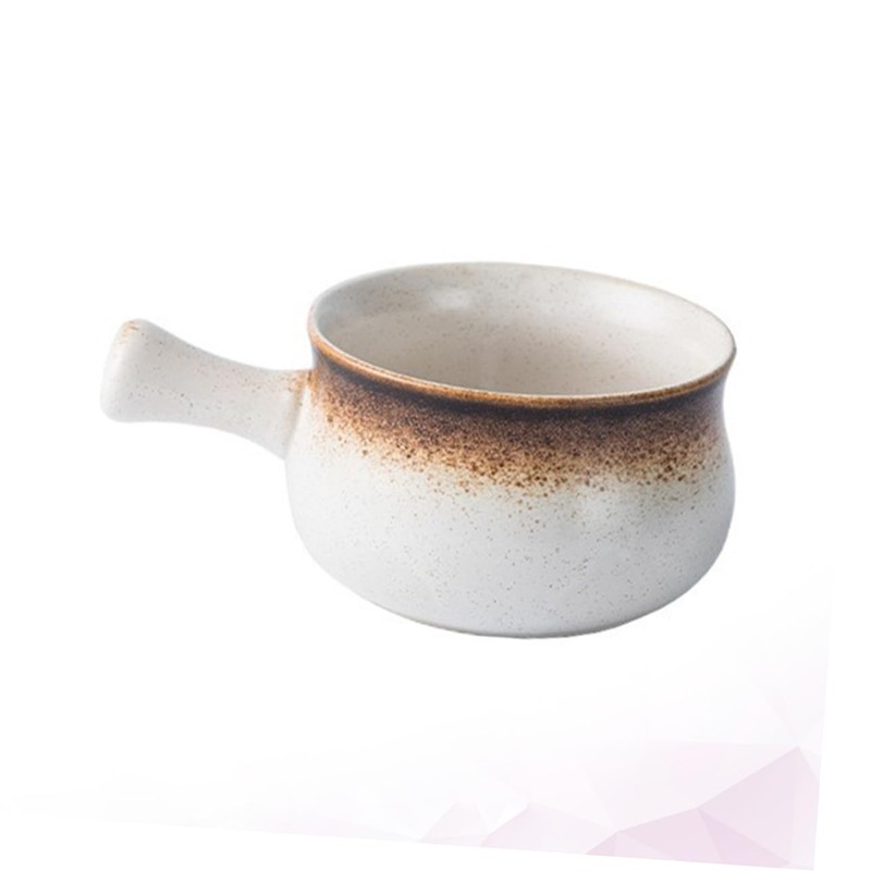 FUNOMOCYA Fashionable Ceramic Bowl Handle Salad Bowl for Kitchen Restaurant