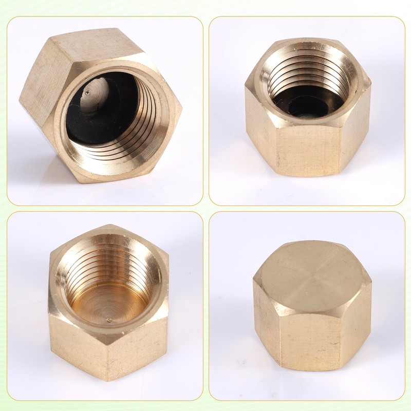 16pcs Brass Pipe Cap with 16 Rubber Gasket Seal Ring,