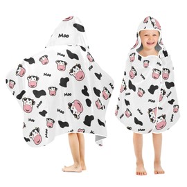 Selerdon Kids Beach Towel for Boys Girls, Cute Cow Cow Print Bath Towel Wrap, Baby Hooded Towels, Toddler Soft Pool Swim Towels