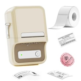B21- Impresora de termica Etiquetas,Impresora de Alta definición para Etiquetas,Resistente al Agua y sin Tinta,para Negocios, hogar, Oficina, Uso Comercial (Blanco)