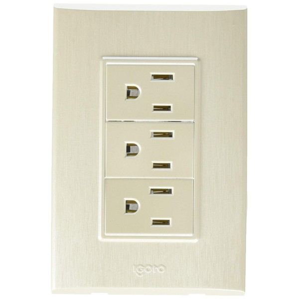iGoto PS105/3-PE Placa de 3 Módulos, Perla + 3 Contactos,