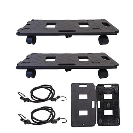 HBFBDRCT Furniture Spliceable Movers Dolly 2 Packs, Securely Holds 220 Lbs, Moving Dolly Cart for Heavy Furniture, Piano, Fridges, Boxes, 5 Wheels Dolly Rolls, No Assembly Required (Black Dolly)