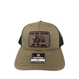 Save The Turtles Hit It Raw Hat - Funny Comedy Hat - Plastic Straws Environment - Beach Hats For Men - Fathers Day Christmas Birthday Gift For Dad Husband Son Boyfriend - Richardson 112 Trucker Hat (Loden)