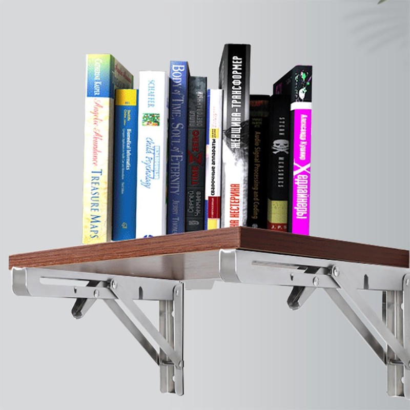 Folding Shelf Brackets - Heavy Duty Stainless Steel Collapsible Shelf