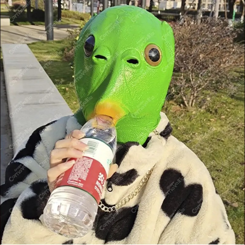 Máscara Cabeza D Pez Verde Disfraz Halloween Fiesta Divertid