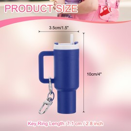 PATIKIL Mini Cup Keychain, Lip Balm Holder Mini Tumbler Key Chain Cute Decor Keychain Charm for Backpack Handbag Purse, Blue