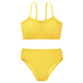Mädchen 2 Stück Badeanzug Solid Spaghetti Strap Bikini Sets Strand Badeanzug Bademode für Teenager Kinder