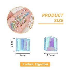 DICOSMETIC 90G 9 Colors Crispy Bingsu Beads for Slime Iridescent Soft Straw Tube Beads 3D Glitter Plastic Beads Assortment Crunchy Slime Microbeads Supplies Beads,1 Color/Bag