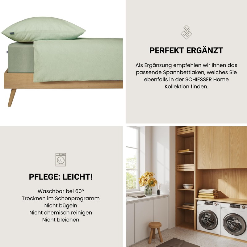 Schiesser Laura Bed Linen Set 2-Piece Plain Elegant Percale Seersucker