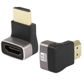 QIANRENON 8K 270 Degree Angle HDMI Male to Female Adapter Coupler HDMI 2.1 Down 90 Degree Right Angle L Shaped Extension, Supports 8K @ 60Hz/4K @ 120Hz HDR, for TV Projector Laptop PC, Pack of 2