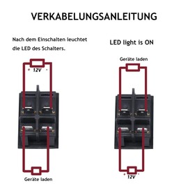 Leloco Pack of 2 Waterproof Rocker Switch Red Illuminated 4-Pin Device Switch (On/Off) 250V 16A IP67 for Electrical Installations, Boats, Outdoor Devices