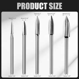 MOAZIFI 5-Piece Carving Tool Set for Lathe, Wood Cutter Accessories for Rotary Tools, Precision Drill Bit for Wood Carving with 1/8 Inch Shank - DIY Woodworking Tools