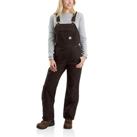 Carhartt Women's Quilt Lined Washed Duck Bib Overall Pants, -Dark Brown, X-Large