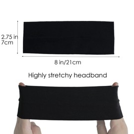 6Pcs Headbands for Women Non Slip Elastic Stretchy Cotton Head Band Black Grey Color