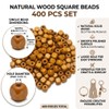 400PCS Brown Square Wooden Beads, 6mm Cube Beads Bulk for