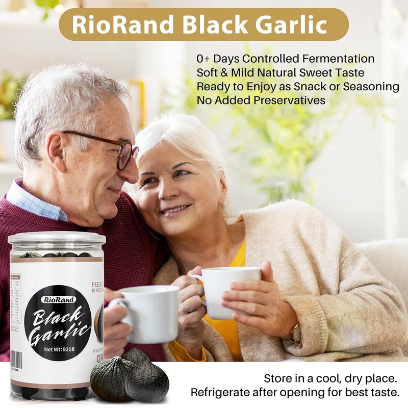 RioRand Black Garlic Whole & Peeled 90-Day Fermented No Added