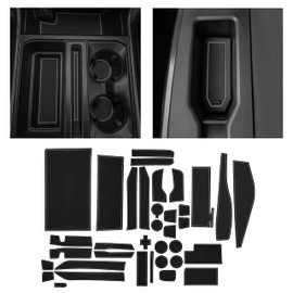 CupHolderHero Fits with Ford F150 Accessories 2021-2023 Premium Custom Interior Non-Slip Anti Dust Cup Holder Inserts, Center Console Mats, Door Pocket Liners 38pc Set (Bucket SuperCrew) (Gray Trim)