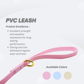 Furfect City Dog Leash Durable Waterproof PVC 5ft Long, Quick Clean Strong Metal Hook, Stylish Gold Hardware, Heavy Duty for Small to Large Breeds (Pink)