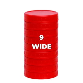 Jumterlee - Paquete de 9 tapas rojas para tarros de boca ancha con anillos de silicona, 9 colores para elegir, tapas de plástico para tarros de masón, tapas de plástico para enlatado, bola de ajuste