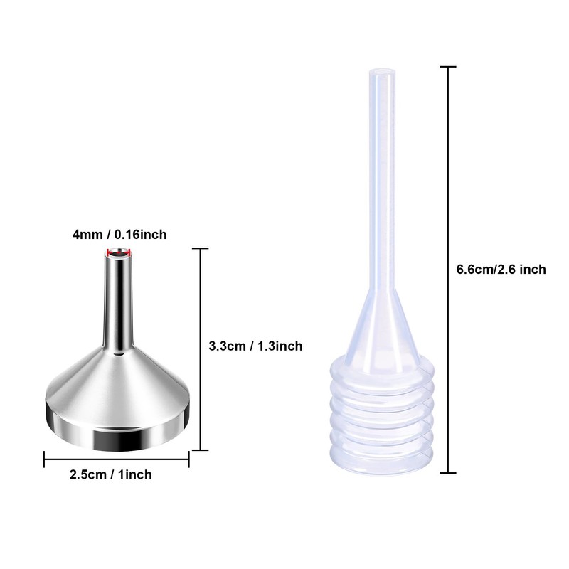 10 Pack Small Metal Funnels with 2 Pack Mini Pipette