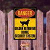 Golden Retriever Sign Danger Security System Door Sign Dog Sign,