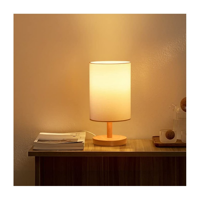 Absdefen Japanese Table Lamp, Bedside Lamp, Bedside Light, Fabric Shade,