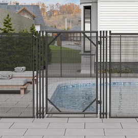 VEVOR Pool Fence, 4 x 2.5 FT Pool Gate for Inground Pools, Pool Safety Fence Gate Kit with Stainless Steel Latch, Removable Child Safety Pool Fencing, Black, 4FTx2.5FT