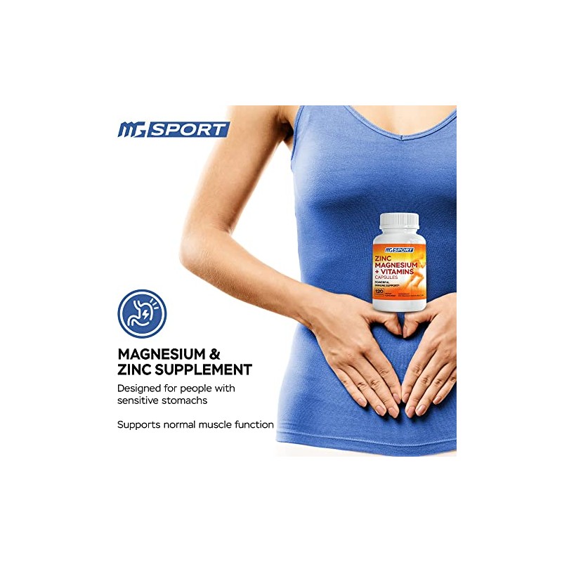 MGSPORT Magnesium and Zinc Supplement for Muscle & Immune Support,