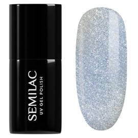 Semilac UV Nail Polish 486 The Brave One 7ml - Velvet & Cat Eye Effect, Silver Magnetic Spots with Purple Shimmer - Bride's Babes Collection