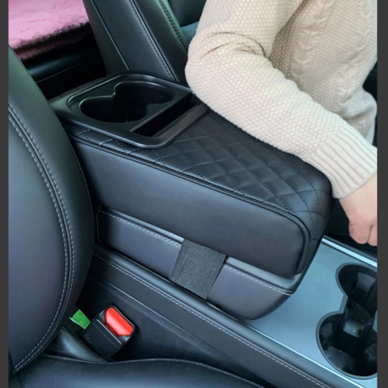 Unbranded Leather Car Center Console Cover with Cup Holders Universal
