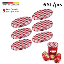 Westmark 6 screw / twist-off lids for preserving jars, round, ø 82 mm, tinplate, red-white, checkered, 40952270