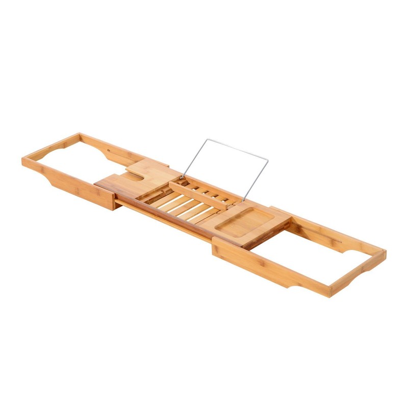 LEGENDARY-YES Bathtub Rack Bamboo Shelf Shower Tub Book Reading Tray