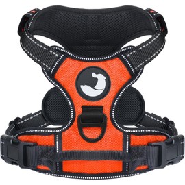 Joytale No Pull Dog Harness for Extra Large Dogs, Reflective Pet Vest with Front Clip, Adjustable Soft Padded Harnesses with Easy Control Handle for Training and Walking, Orange, XL