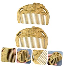 Mikinona 2pcs Green Sandalwood Combs for Scalp Massage Hair Styling Accessories Smooth Edges Tidy Hair