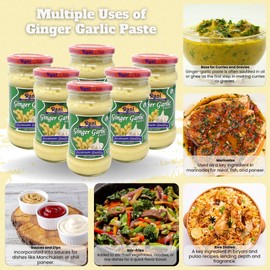 Rani Ginger Garlic Cooking Paste 10.58oz (300g) Glass Jar, Pack of 5+1 FREE ~ Vegan | Gluten Free | NON-GMO | No Colors | Indian Origin
