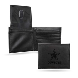 Rico Industries Unisex Laser Engraved Billfold Wallet, Dallas Cowboys, Black