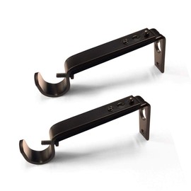 Curtain Rod Brackets Heavy Duty Drapery Hardware Adjustable Rod Holders for 7/8 or 1 Inch Rods, Set of 3 (Bronze, fits rods up to 1 inch)